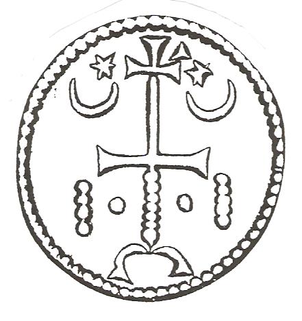 4. ábra: XII. századi magyar ezüstdénár földi halmon álló kettős kereszttel
